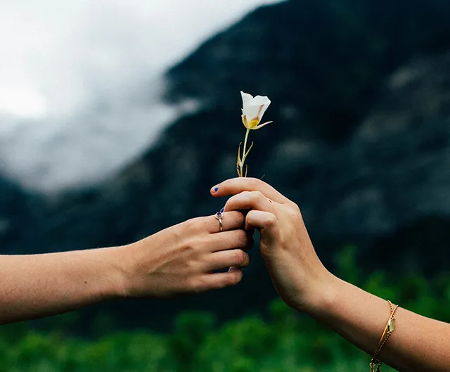Two people holding hands